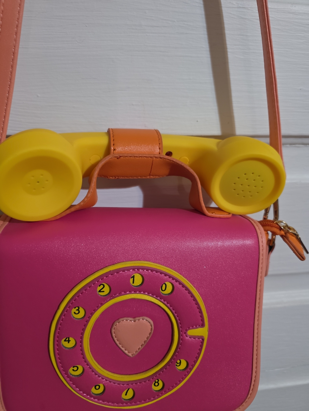 Playful Pink & Yellow Retro Phone Crossbody Bag